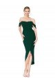 Affordable Off the Shoulder Knee Length Formal Crepe Short Cocktail Wrap Bridesmaid Dress / Prom Dress UK