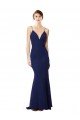 Affordable Deep V-Neck Spaghetti Straps Mermaid Formal Crepe Bridesmaid Dress / Prom Dress UK