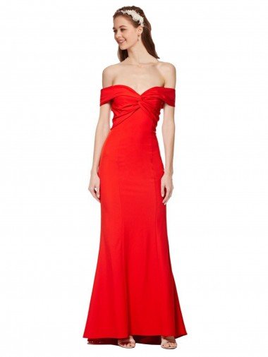 Affordable Cross Front and Back Bardot Sleeveless Formal Crepe Maxi Bridesmaid Dress / Prom Dress UK