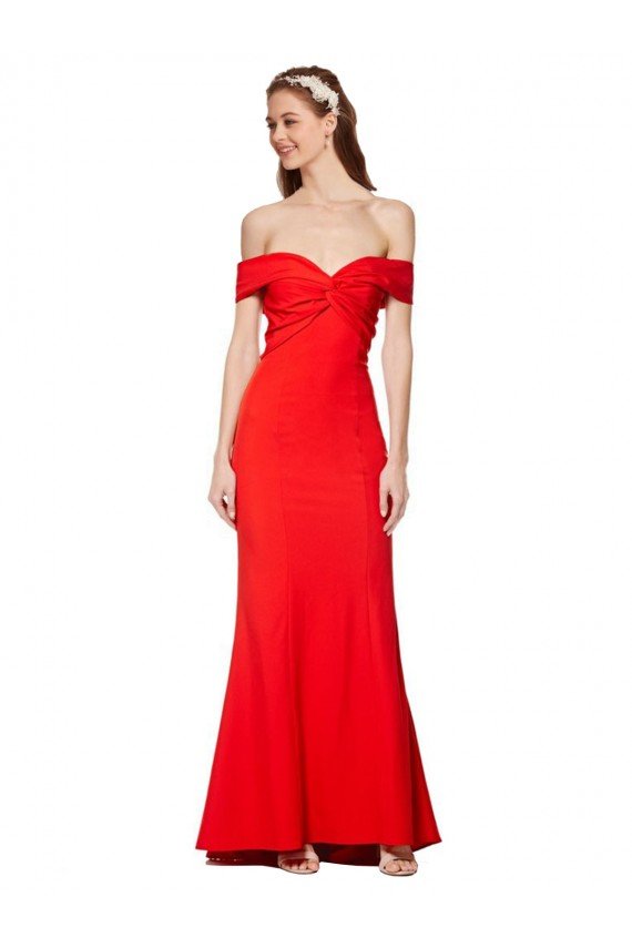 Affordable Cross Front and Back Bardot Sleeveless Formal Crepe Maxi Bridesmaid Dress / Prom Dress UK