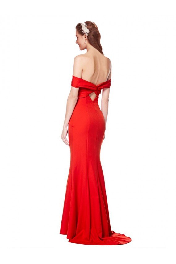 Affordable Cross Front and Back Bardot Sleeveless Formal Crepe Maxi Bridesmaid Dress / Prom Dress UK