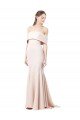 Affordable Mermaid Bardot Maxi Formal Crepe Bridesmiad Dress with Fishtail Train UK