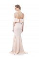 Affordable Mermaid Bardot Maxi Formal Crepe Bridesmiad Dress with Fishtail Train UK