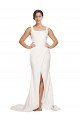 Affordable Square Neck Long Sheath Sweep Train Crepe Bridesmaid Dress / Prom Dress  UK