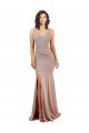 Affordable Fishtail Shape V-Neck Formal Crepe Bridesmaid Dress / Prom Dress with Slit UK