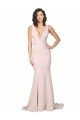 Affordable Deep Plunging V-Neckline Full Length Formal Crepe Bridesmaid Dress / Prom Dress with Deep V-Backline UK