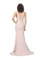 Affordable Deep Plunging V-Neckline Full Length Formal Crepe Bridesmaid Dress / Prom Dress with Deep V-Backline UK