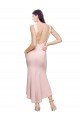 Affordable High Neck Low V-Back Cocktail Midi Length Formal Crepe Bridesmaid Dress / Prom Dress UK