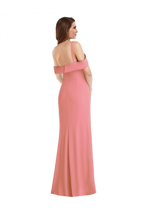 Affordable One Shoulder Draped Cuff Maxi Bridesmaid Dress / Prom Dress with Front Slit UK