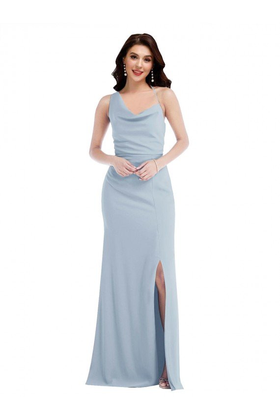 Affordable One Shoulder Draped Cowl Neck Maxi Bridesmaid Dress / Prom Dress UK