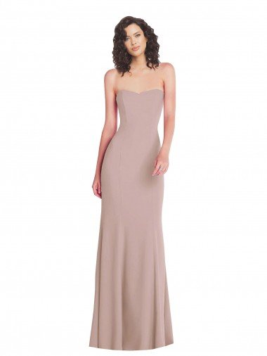 Affordable Strapless Princess Line Formal Crepe Mermaid Bridesmaid Dress / Prom Dress UK