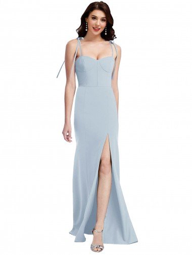 Affordable Bustier Style Crepe Bridesmaid Dress / Prom Dress with Bow Straps UK