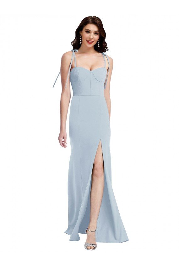 Affordable Bustier Style Crepe Bridesmaid Dress / Prom Dress with Bow Straps UK