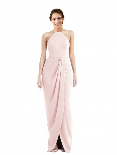 Affordable Halter Draped Tulip Skirt Maxi Bridesmaid Dress / Prom Dress UK