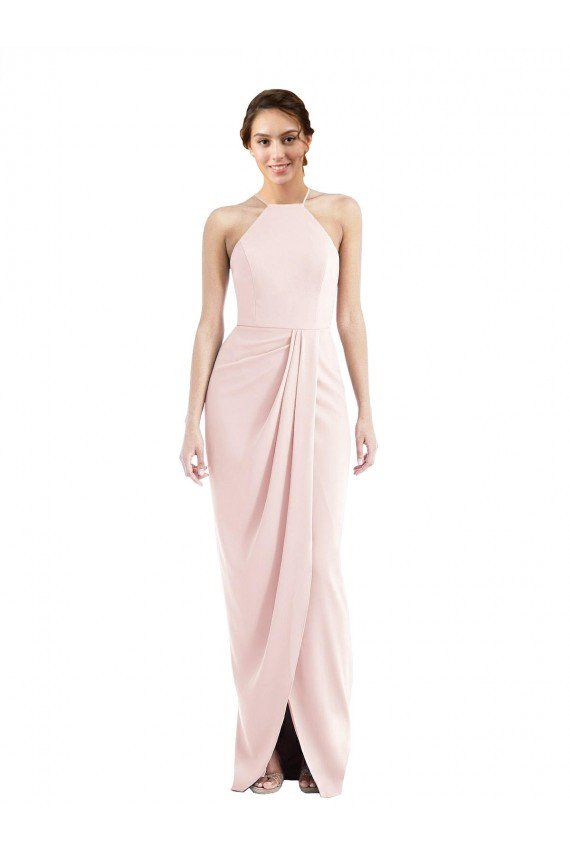 Affordable Halter Draped Tulip Skirt Maxi Bridesmaid Dress / Prom Dress UK