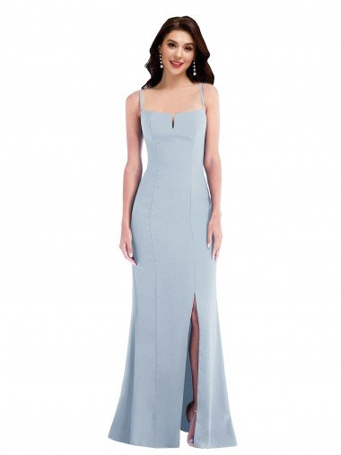 Affordable Flattering Trumpet Maxi Formal Crepe Bridesmaid Dress / Prom Dress with Front Slit UK