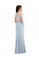 Affordable Criss Cross Cutout Back Maxi Bridesmaid Dress / Prom Dress with Front Slit UK