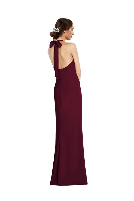 Affordable Tie Halter Open Back Trumpet Bridesmaid Dress / Prom Dress UK