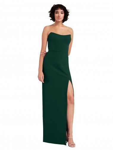 Affordable Scooped Strapless Neckline Formal Crepe Bridesmaid Dress / Prom Dress with Side Slit UK