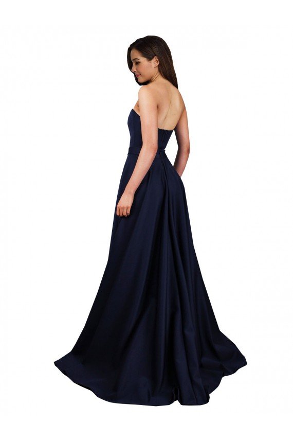 Affordable Sweetheart Neckline Low Back Long Formal Crepe Bridesmaid Dress / Prom Dress with High Leg Spit UK