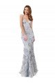 Affordable Silver V-Neckline Backless Floral Patterned Sequin Formal Bridesmaid Dress / Prom Dress UK