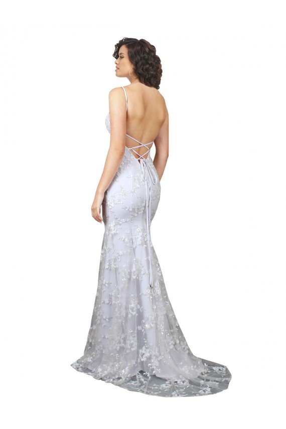 Affordable V-Neckline Backless Floral Patterned Sequin Formal Bridesmaid Dress / Prom Dress UK