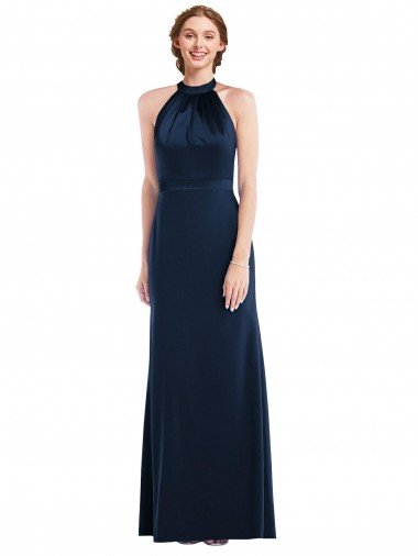 Affordable High Neck Open Back Long Maxi Bridesmaid Dress / Prom Dress UK