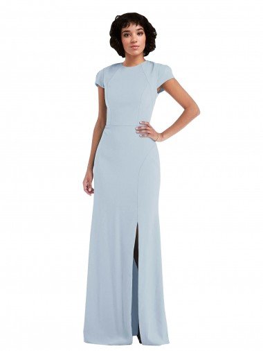 Affordable Cap Sleeve Cutout Tie Back Trumpet Bridesmaid Dress UK