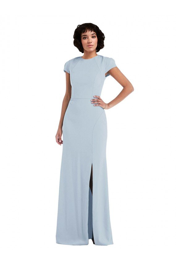 Affordable Cap Sleeve Cutout Tie Back Trumpet Bridesmaid Dress UK