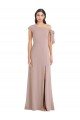 Affordable Off the Shoulder Tie Detail Maxi Formal Crepe Bridesmaid Dress / Prom Dress with Front Slit UK