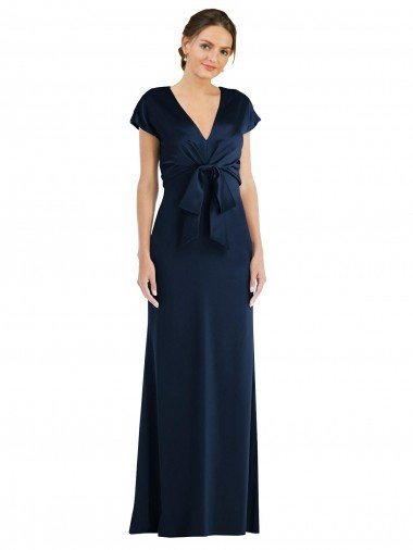 Affordable Soft Bow Blouson Bodice Trumpet Formal Crepe Bridesmaid Dress / Prom Dress UK