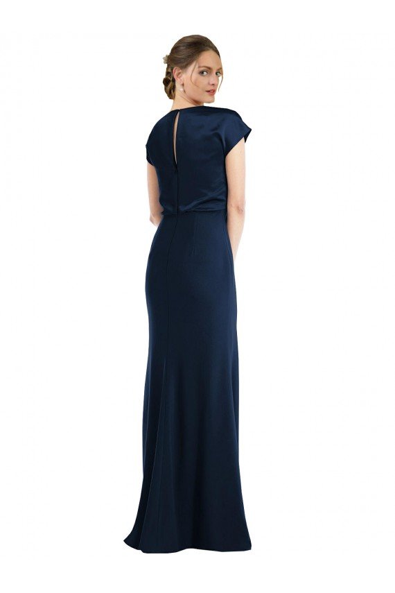 Affordable Soft Bow Blouson Bodice Trumpet Formal Crepe Bridesmaid Dress / Prom Dress UK