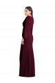 Affordable Long Puff Sleeve V-Neck Trumpet Bridesmaid Maxi Dress UK