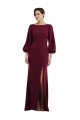 Affordable Bishop Sleeve Open Back Trumpet Formal Crepe Bridesmaid Dress / Prom Dress with Scarf Tie UK