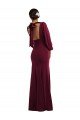 Affordable Bishop Sleeve Open Back Trumpet Formal Crepe Bridesmaid Dress / Prom Dress with Scarf Tie UK