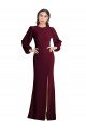 Affordable Puff Sleeves Long Maxi Briddesmaid Dress with Cutout Tie Back UK