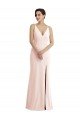 Affordable Skinny Strap Deep V-Neck Trumpet Formal Crepe Bridesmaid Dress / Prom Dress with Front Slit UK