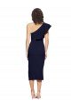 Affordable Ruched Midi Length Short Cocktail Formal Crepe Bridesmaid Dress / Prom Dress with Shoulder Ruffles UK