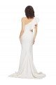 Affordable Ruched Long Sweep Train Crepe Bridesmaid Dress / Prom Dress with Shoulder Ruffles UK