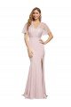 Affordable Crepe Long Sweetheart Neckline Formal Bridesmaid Dress / Prom Dress with Tulle Overlay Shoulders UK