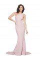 Affordable Long Sweep Train One Shoulder Crepe Bridesmaid Dress / Prom Dress with Side Leg Split UK