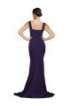 Affordable Square Neck Long Sweep Train Crepe Bridesmaid Dress / Prom Dress with Thick Straps UK