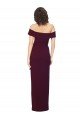 Affordable Fitted Full Length Off the Shoulder Formal Crepe Bridesmaid Dress / Prom Dress with Side Split and Waist Tie UK