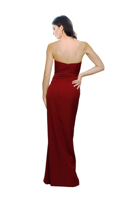 Affordable Straight Pencil Skirt Long Sweetheart Formal Crepe Bridesmaid Dress / Prom Dress with High Side Split UK