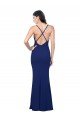 Affordable Full Length V-Neckline Formal Crepe Bridesmaid Dress / Prom Dress with Thin Straps and Fulted Skirt UK