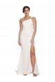 Affordable Long Sweep Train Crepe Bridesmaid Dress / Prom Dress with Side Split and One Strap UK