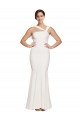 Affordable Full Length Square Neck Formal Crepe Bridesmaid Dress / Prom Dress with Asymmetrical Straps and Bow Back UK