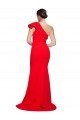 Affordable One Shoulder Long Sweep Train Crepe Bridesmaid Dress / Prom Dress with Thigh High Split UK