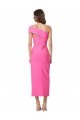 Affordable One Shoulder Neckline Short Midi Length Formal Crepe Bridesmaid Dress / Cocktail Prom Dress UK