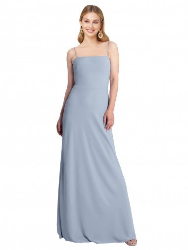 Affordable Straight Neckline Crepe Slip Bridesmaid Dress / Prom Dress with Strappy Back UK